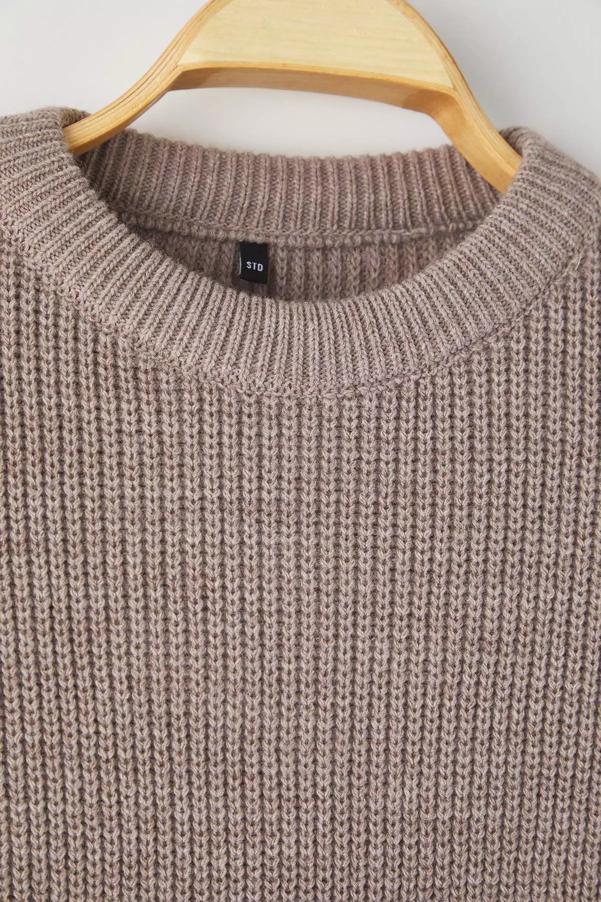 Mink Wide Pattern Ribbed Soft Textured Knitwear Sweater