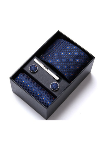 Kings Collection blue Blue Tie, Pocket Square, Cufflinks, Tie Clip 4 Pieces Gift Set (KCBT2116) 92418AC71A8A5AGS_1