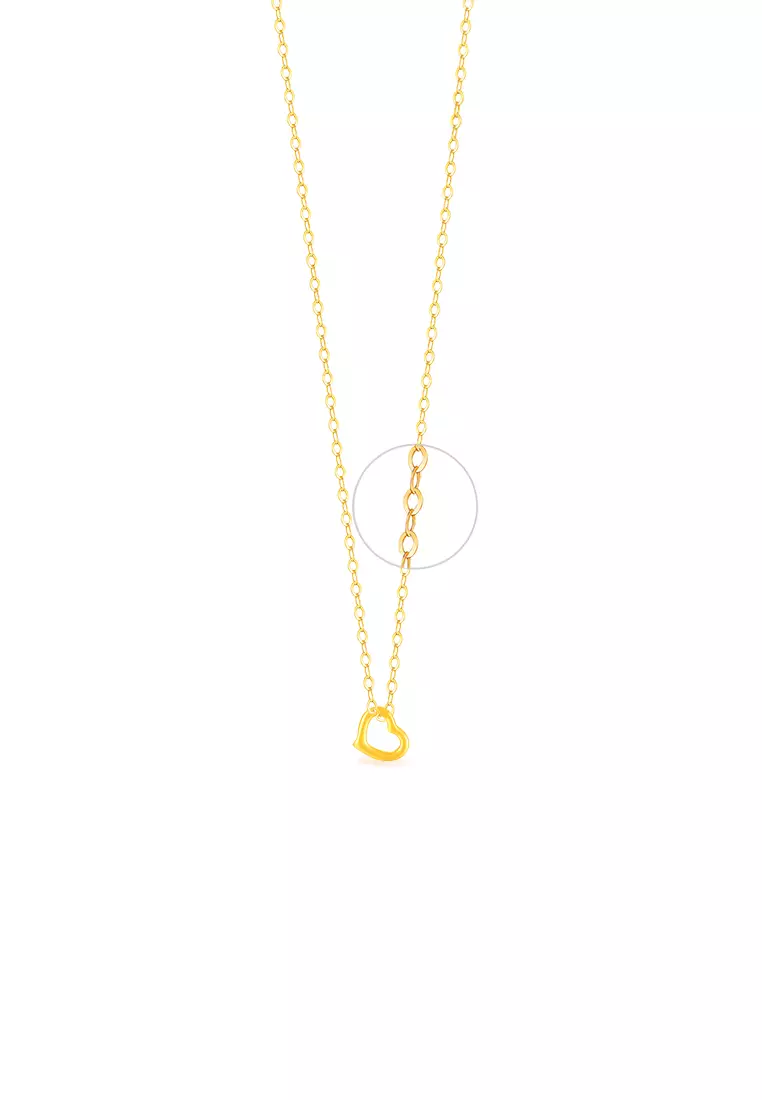 999.9/24K Pure Gold Dainty Love with 916/22K Gold Polo Chain Necklace Set