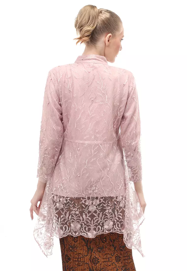 Kebaya Tunik Atasan Wanita Design Tulle Premium Quality - Rose Gold