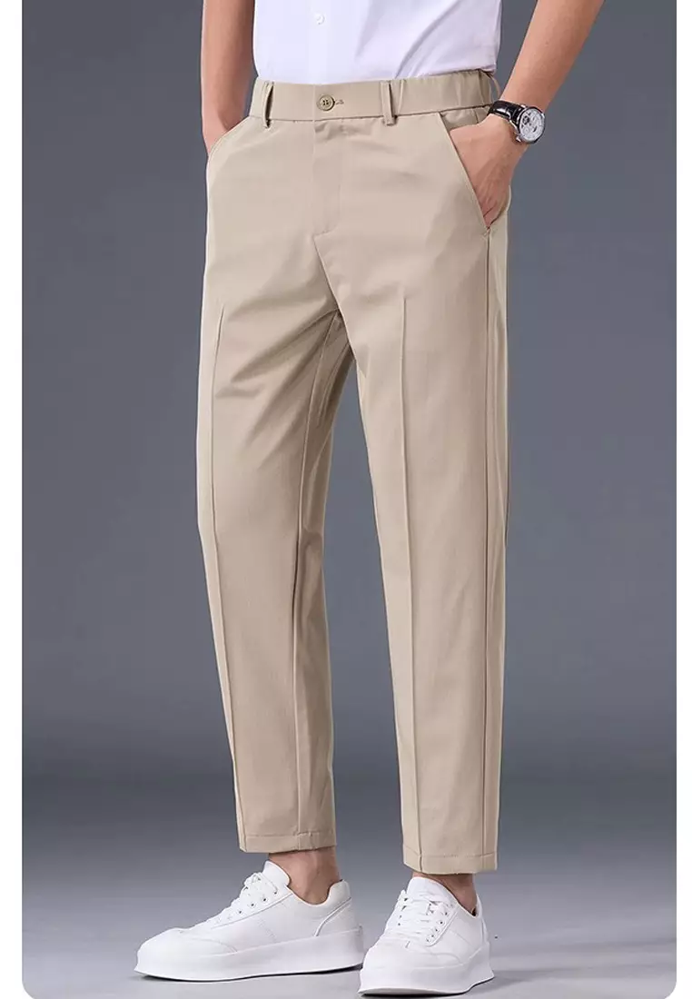 Men's Elasticated Waist Ankle Suit Pants