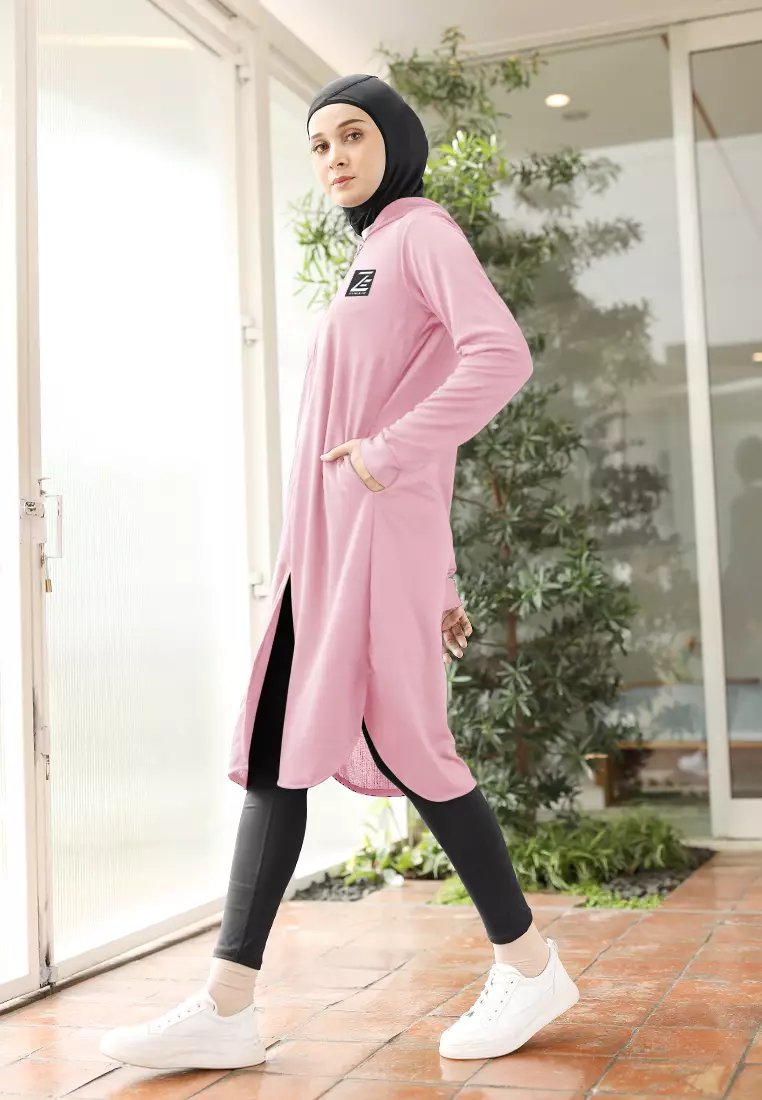 Zelena - Elle Tracksuit Hoodie Sport | Tunic Olahraga Lari Bersepeda - Candy Pink