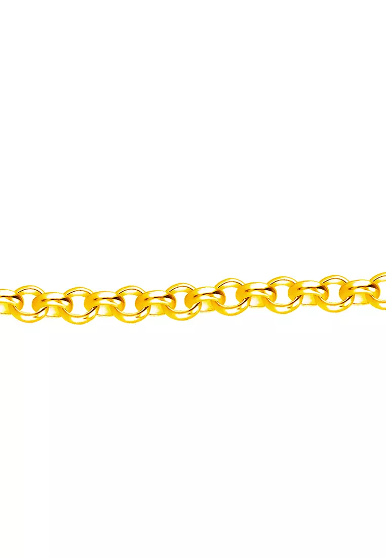 916/22K Gold Round Rolo Chain Necklace R008 (3.60MM, 44CM)