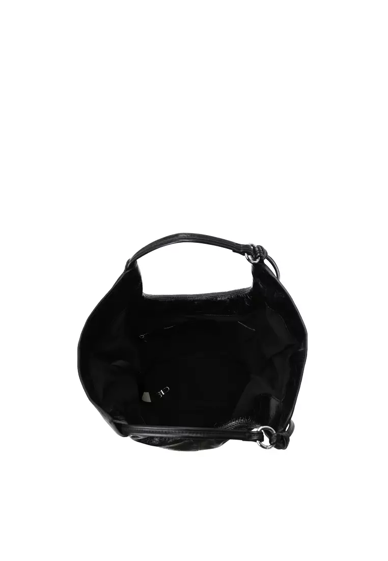 Folding Hobo Clutch Bag - Black