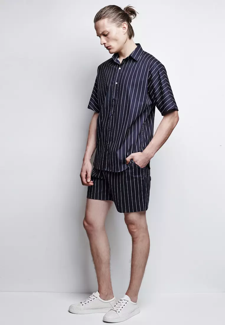 Buy 3thelabel Jacob Navy Striped Shirt Online | ZALORA Malaysia