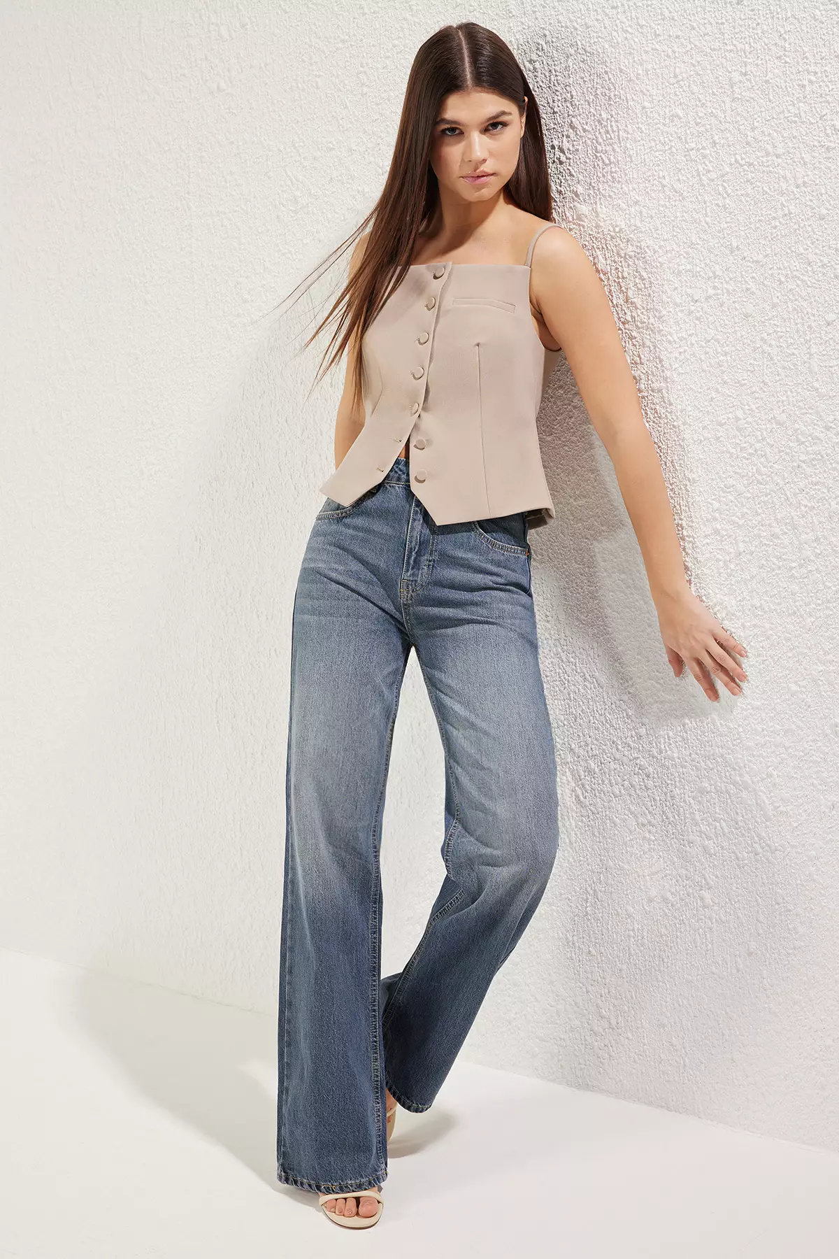 Indigo High Waist Wide Leg Jeans Twoaw24Je00089