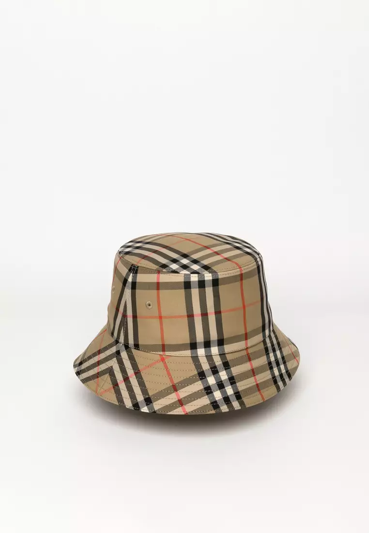 Burberry Check Cotton Bucket Hat in Metallic for Men