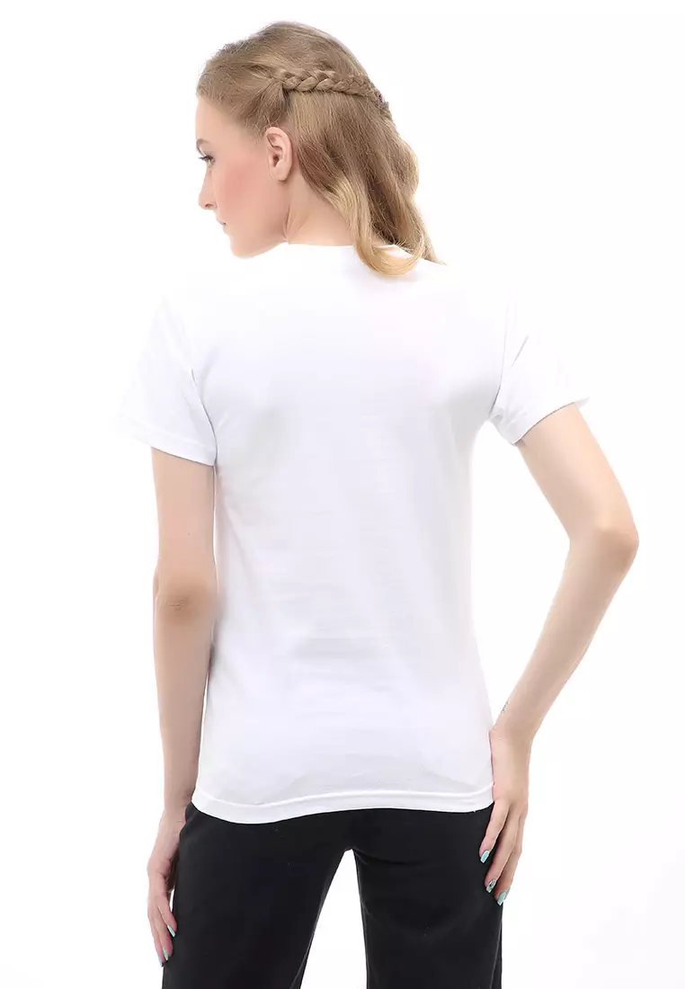 Genevie T-Shirt Kaos Kasual Wanita All Is Well Short Sleeve Material Cotton Combed ORIGINAL - White