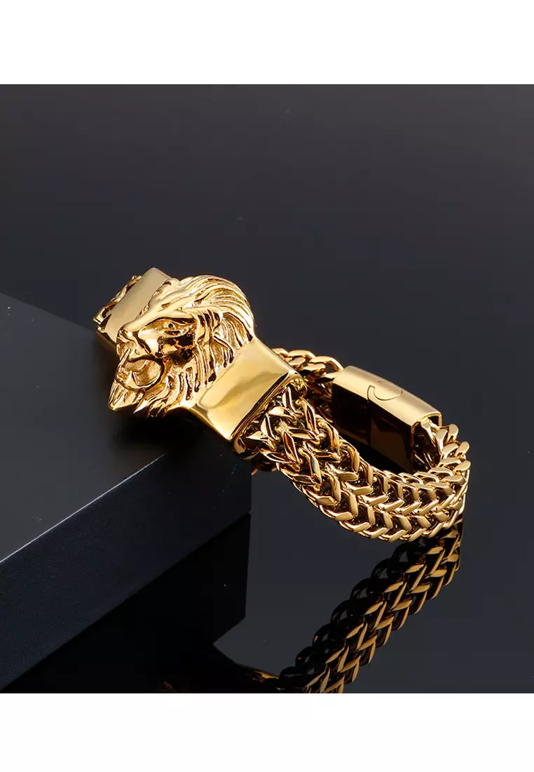Gold lion head best sale bracelet