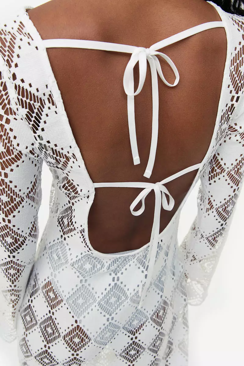 Open-backed crochet-look dress