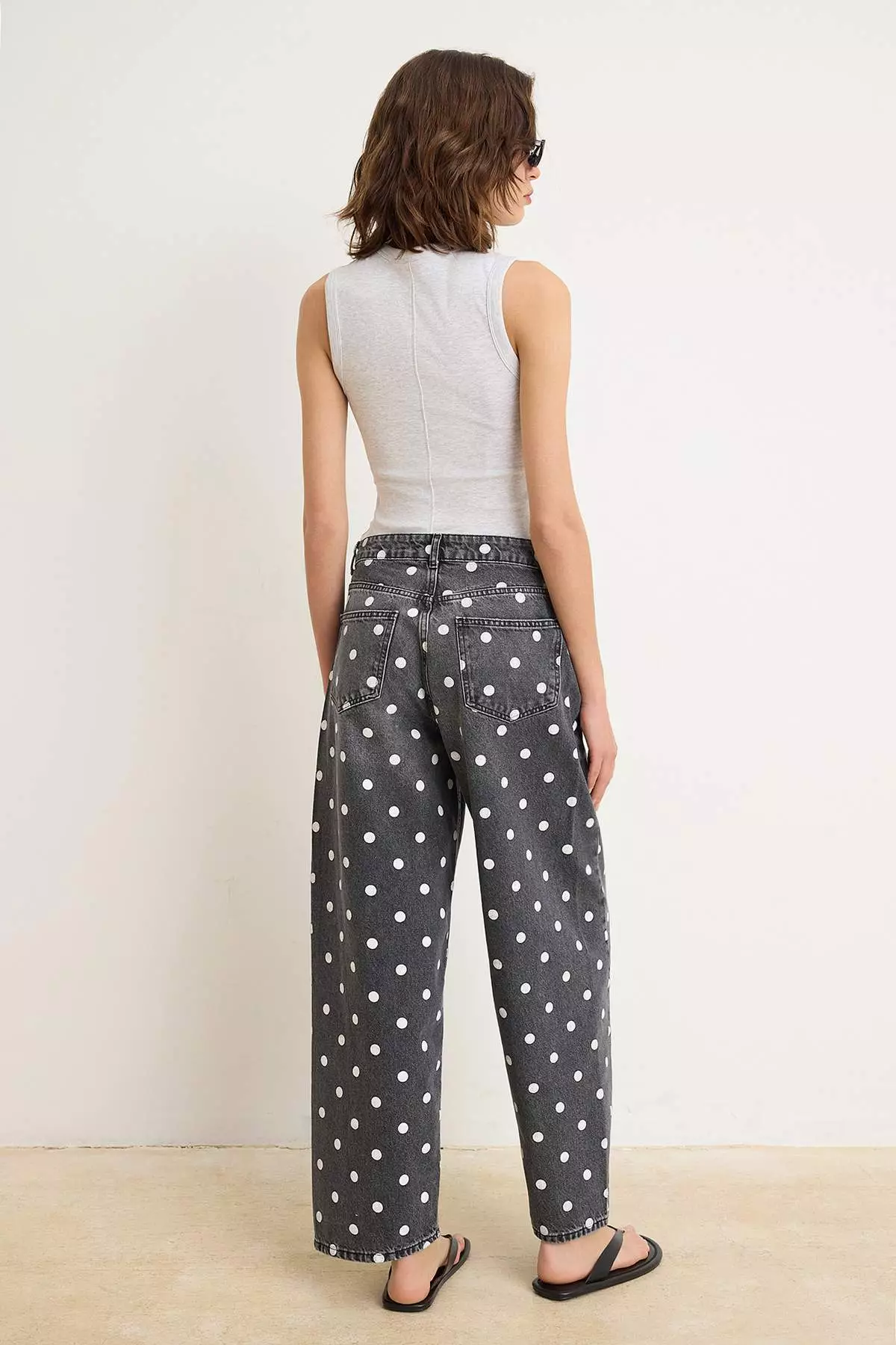 Anthracite Polka Dot Pack High Waist Baggy Jeans Twoss26Je335
