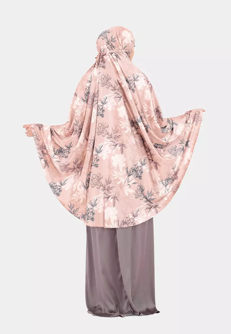 Kaffa Prayer Set | Mukena Silk Motif 2in1 - Coral Bloom