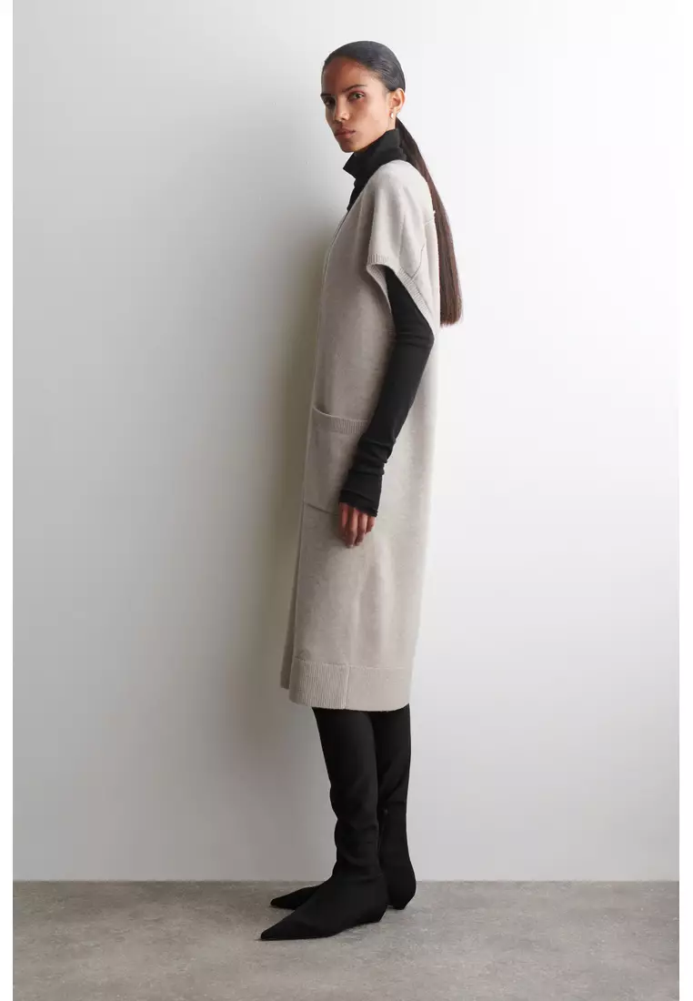 ROUNDED WOOL LONGLINE CARDIGAN