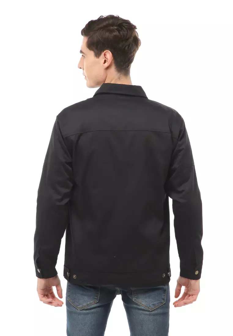 Clover Outerwear Jacket Pria Slimfit Material Cotton ORIGINAL - Black