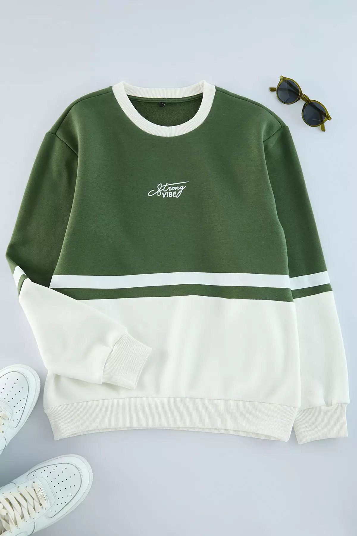 Khaki Regular/Normal Cut Long Sleeve Printed Panelled Sweatshirt TMNAW23SW00140