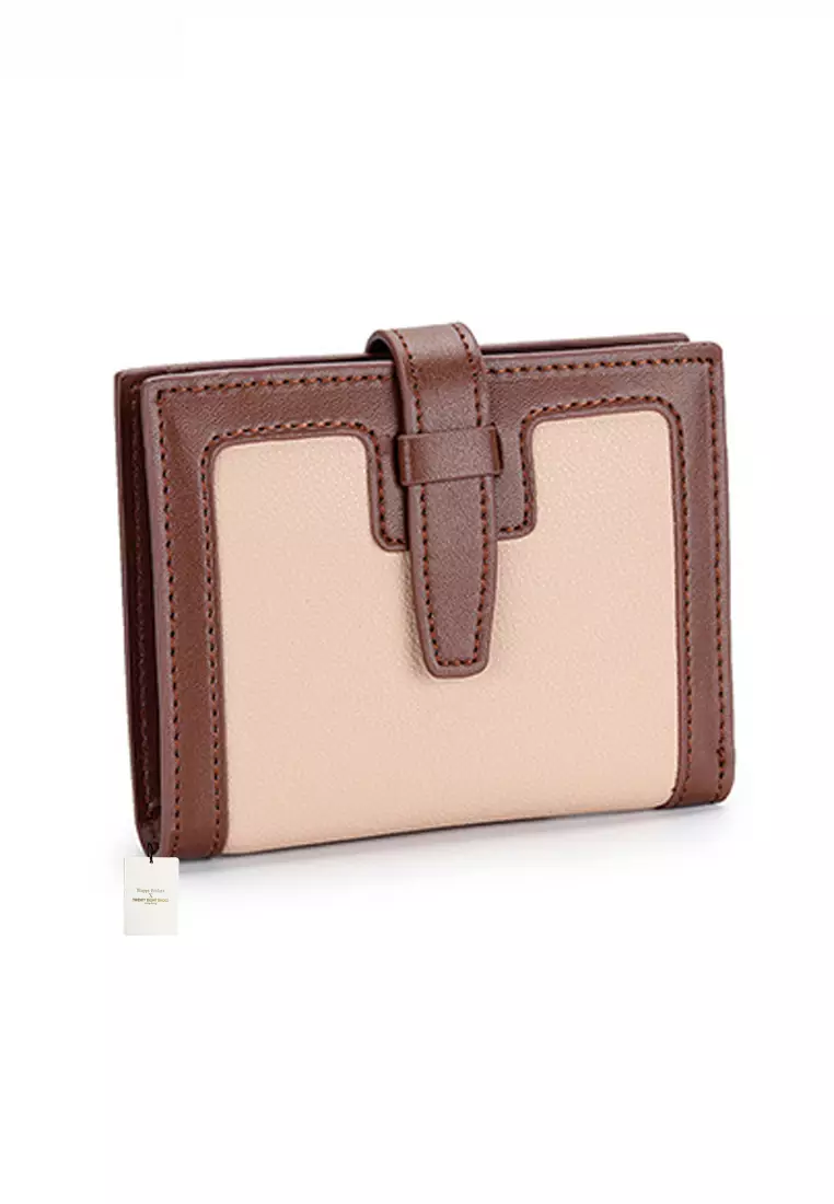Genuine Calf Leather Color Matching Bi-Fold Wallet JW YT-2203
