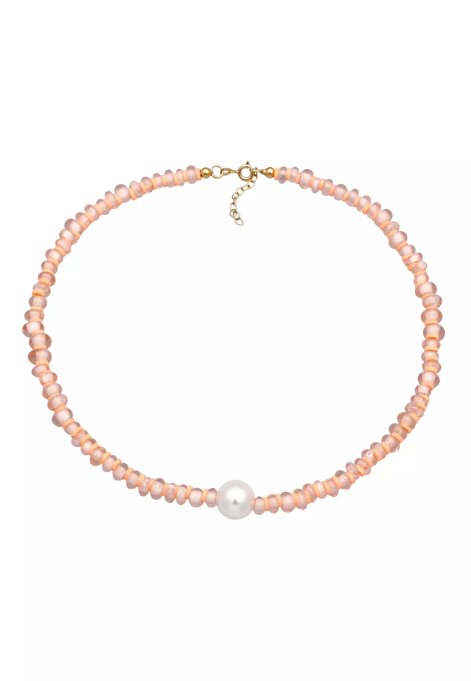 项链圆盘珠壳芯珍珠黑石珠镀金