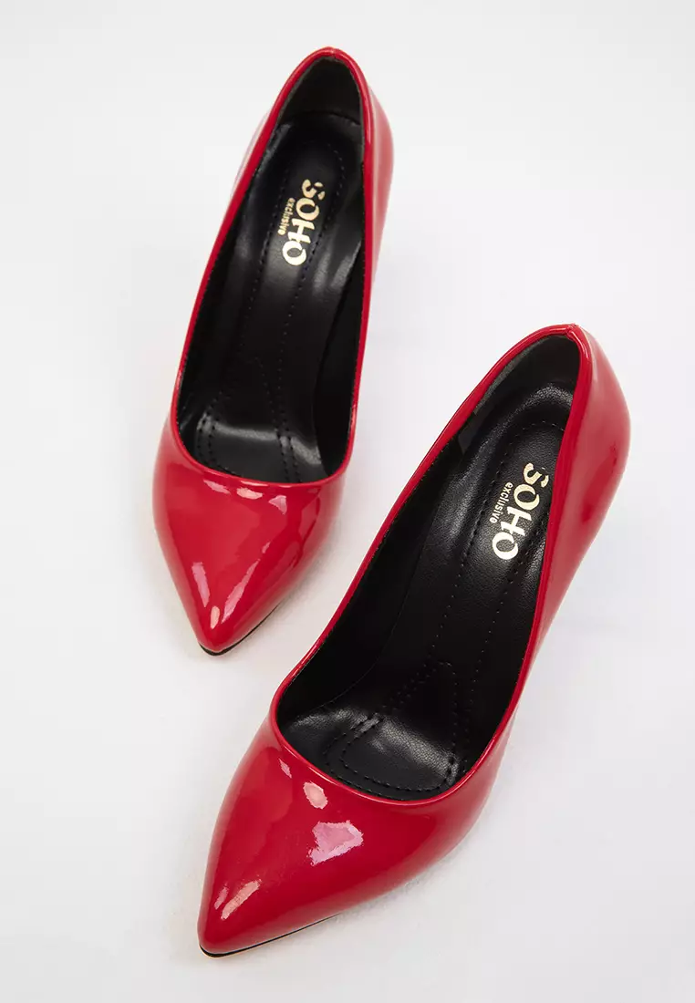 Patent Leather Red Women's Classic Heeled Shoes - 19720