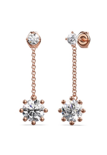 Krystal Couture gold KRYSTAL COUTURE Rose Gold Duo Stones Dangle Earrings Embellished with Swarovski® Crystals 73ABFAC57E68BAGS_1