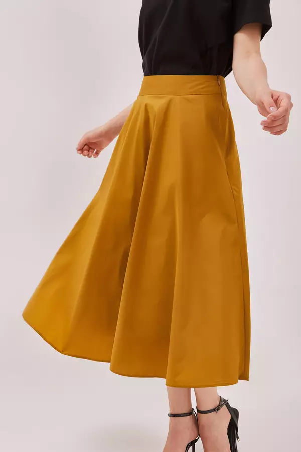 MINIMAL - Kamelie - Rok Midi A line - Brown Warna Brown