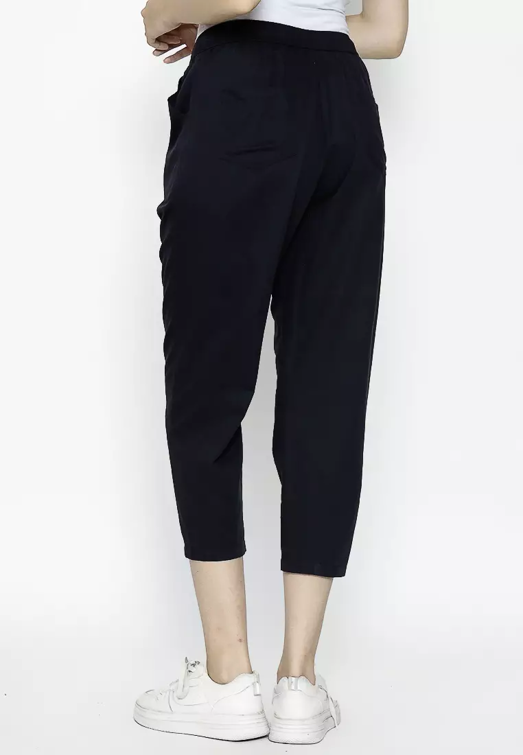 Urban Exchange Gianna Black Tapered Pants - Casual Pants Celana Panjang Hitam Warna Black