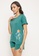 Clovia green Clovia Taurus Print Top & Shorts Set in Teal Green - 100% Cotton 7D808AAEE2C25CGS_3