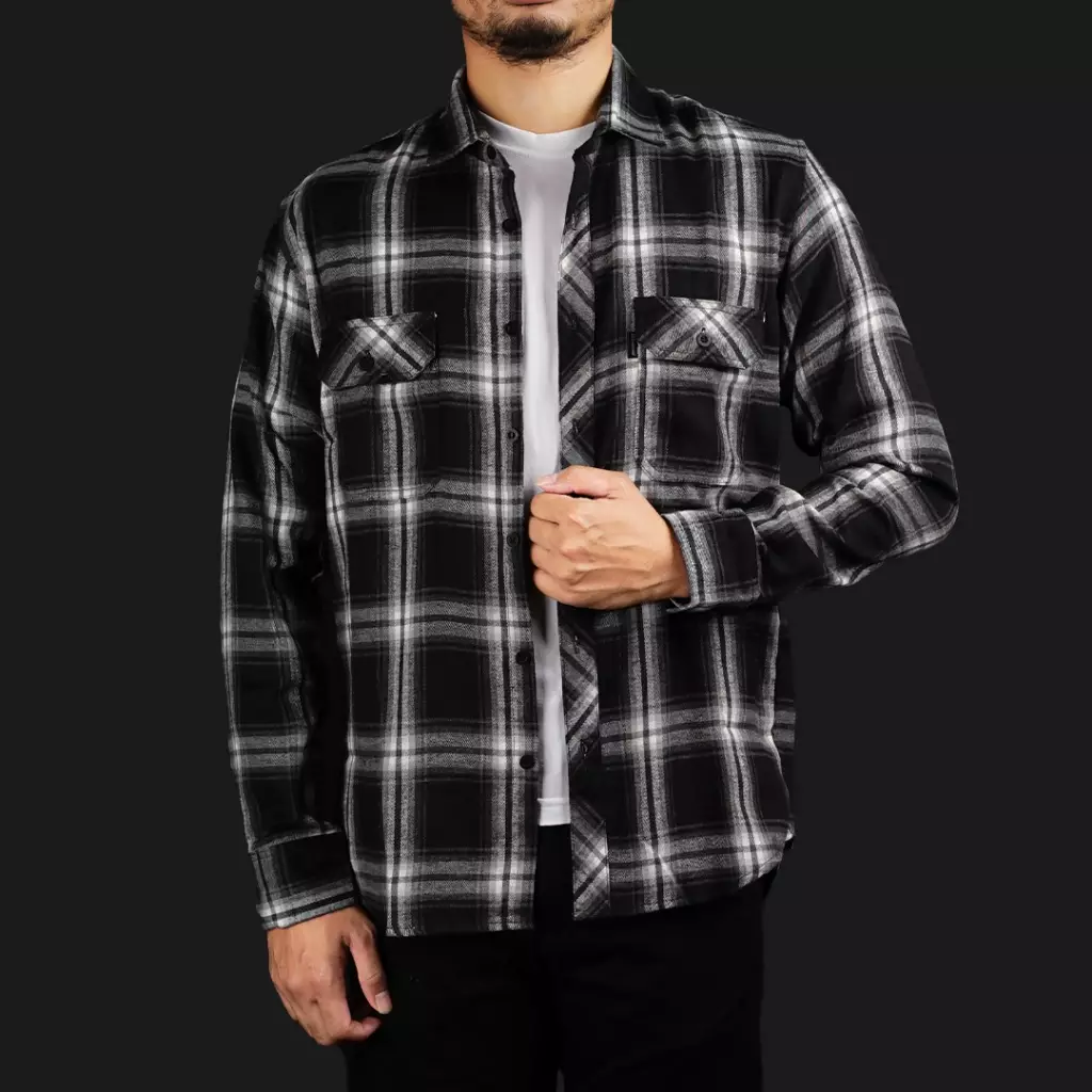 Gloaming Kemeja Flanel Veterano Unisex Panjang Delecta