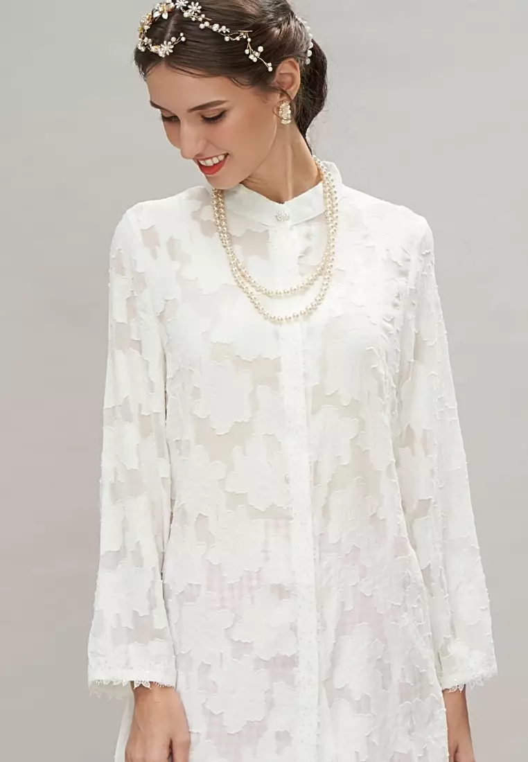 Loveaisyah Black Chiffon High Neck Top & Floral Yellow Chiffon Jacquard Skirt