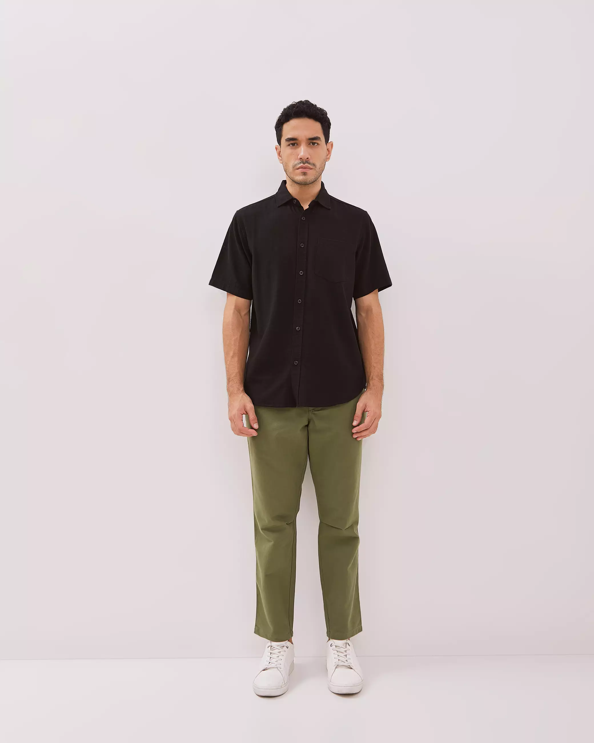 AMK Kemeja Pria Lengan Pendek SHS Andreas Ss Black