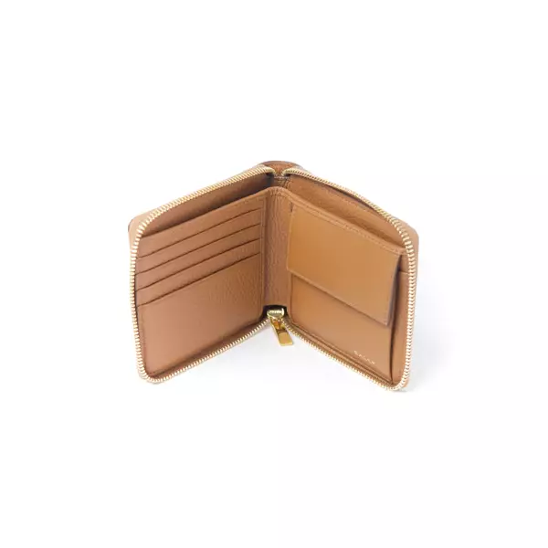 Dompet BALLY PNT MONOGRAM BROWN ZIP ROUND WALLET 100% ORIGINAL