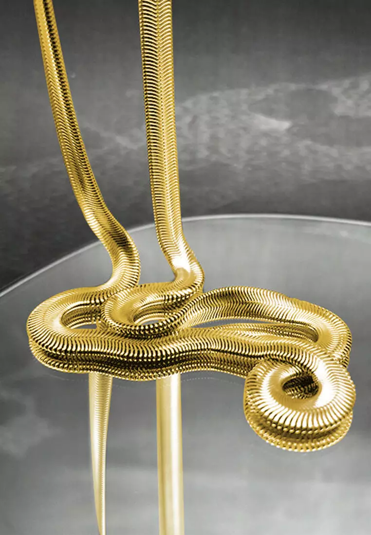 Kalung Pria Wanita Titanium Snake Bone Style Anti Pudar Fashion Cool gold color