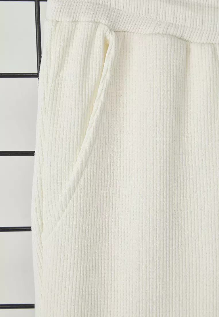 Ecru Wide Leg/Wide Cut Waffle Textured Sweatpants TMNSS25EA00000