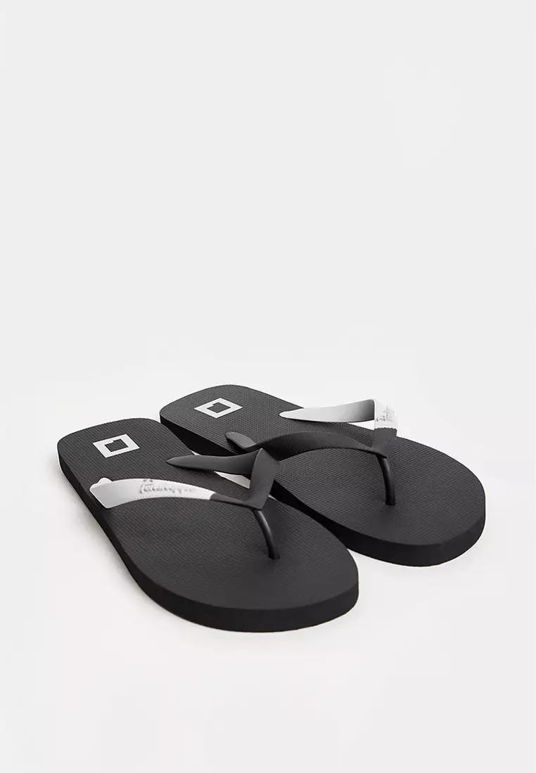 Men's Two-Toned Flip Flops with Printed Branding