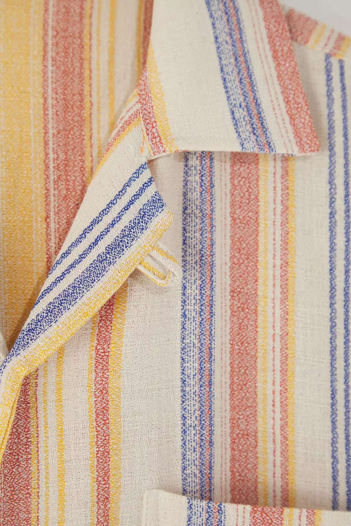 Multicolored Oversize Fit Striped Textured Fabric Summer Linen Look Men's Shirt TMNSS25GO00065