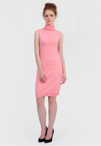 MKY Derrica Sleeveless Turtle Neck Dress in Pink