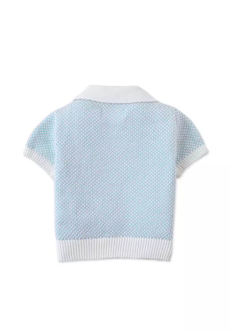 Baby Lucius Popcorn Polo with Ribbed Cuffs & Hem