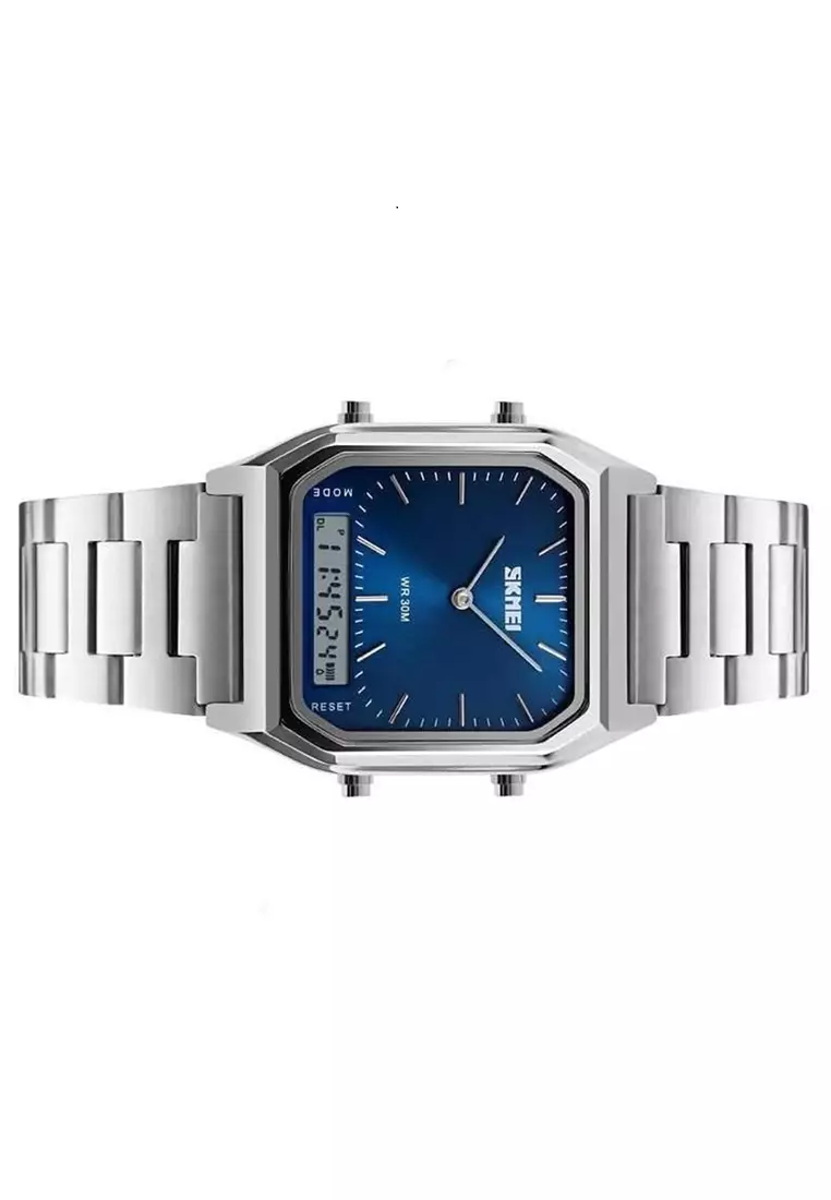 Jam Tangan Digital Analog Pria Waterproof Many Function Strap Tali Material Stainless Steel PQ01 ORIGINAL