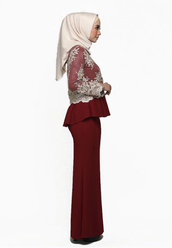 Buy Puspa Lace Kurung from ARCO in Red and Gold at Zalora