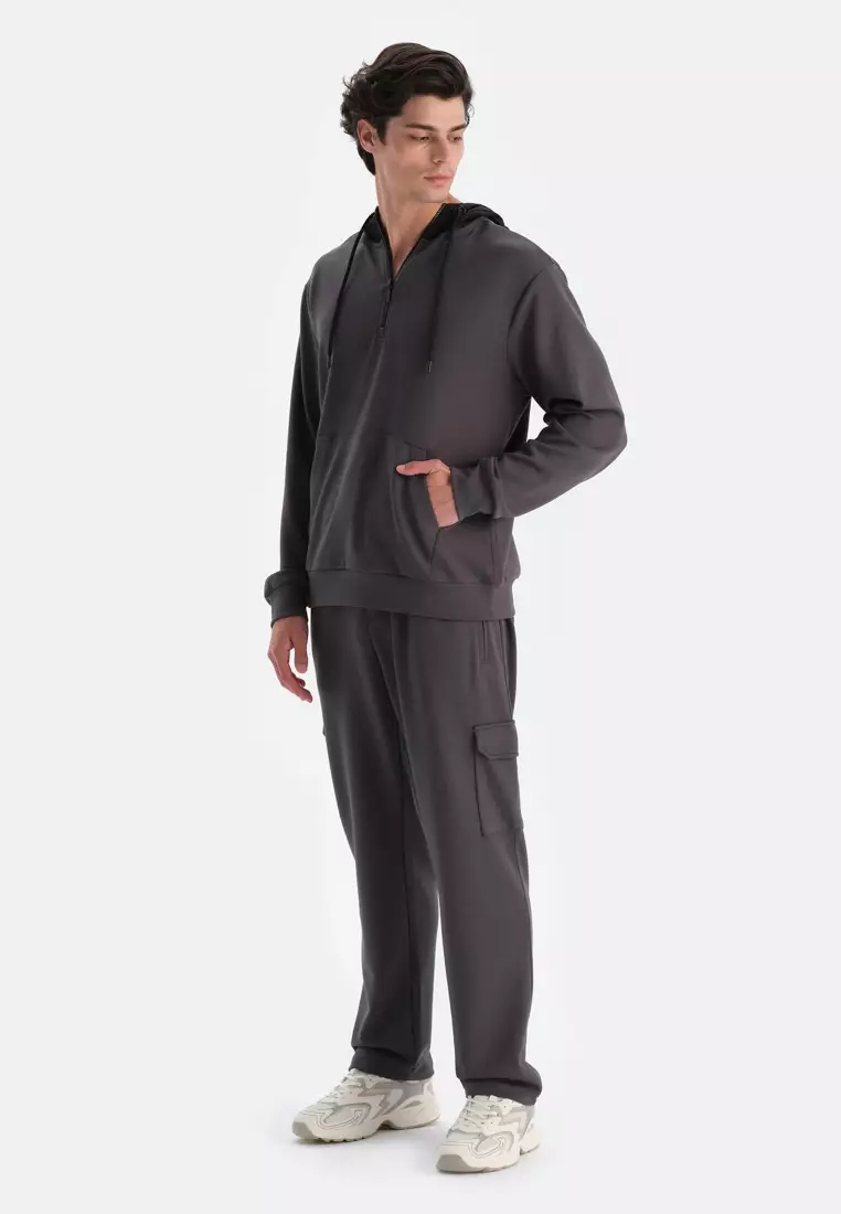 Anthracite Sweatshirt, Hooded, Activewear for Men