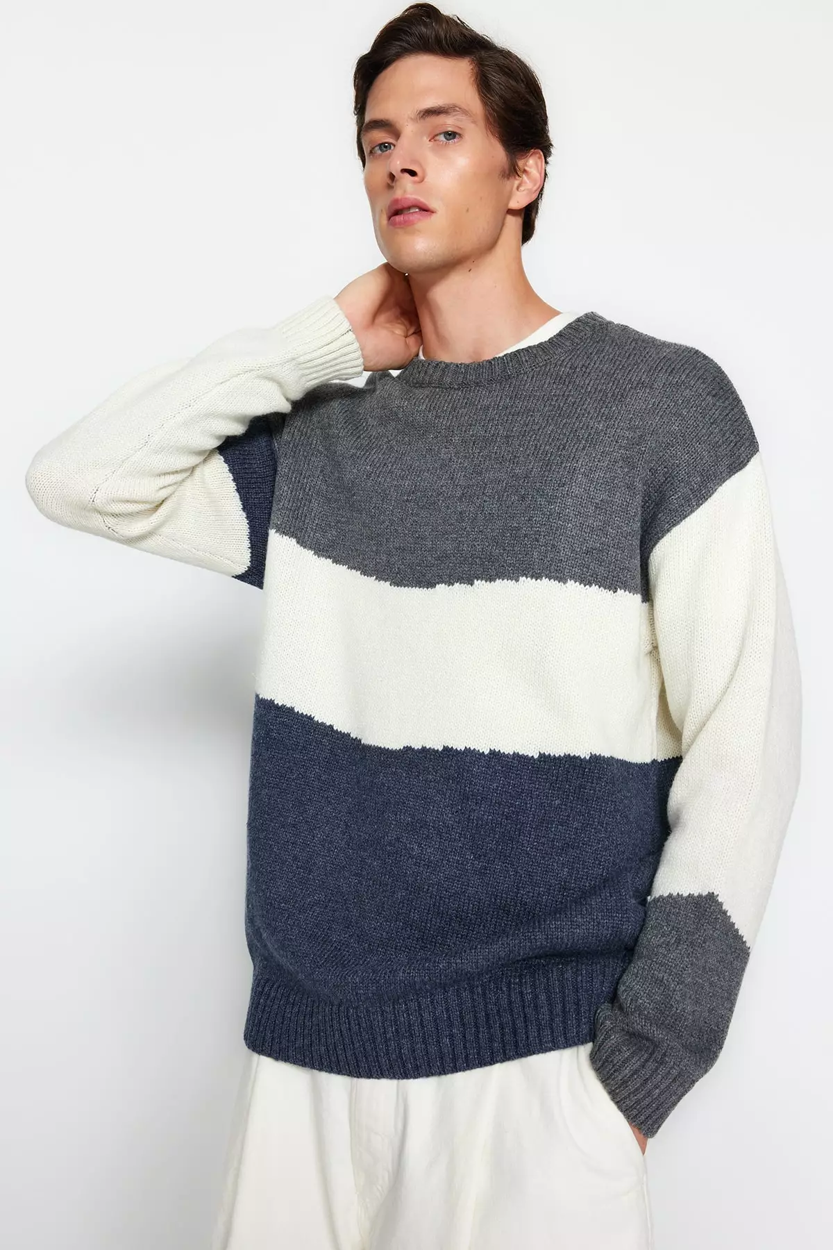 Tommy hilfiger block discount stripe oversized sweater