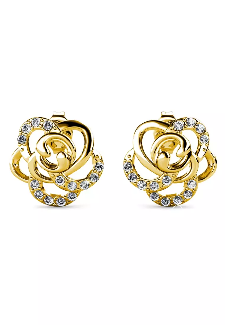 Bloom Gold Stud Earrings Embellished with SWAROVSKI®  crystals