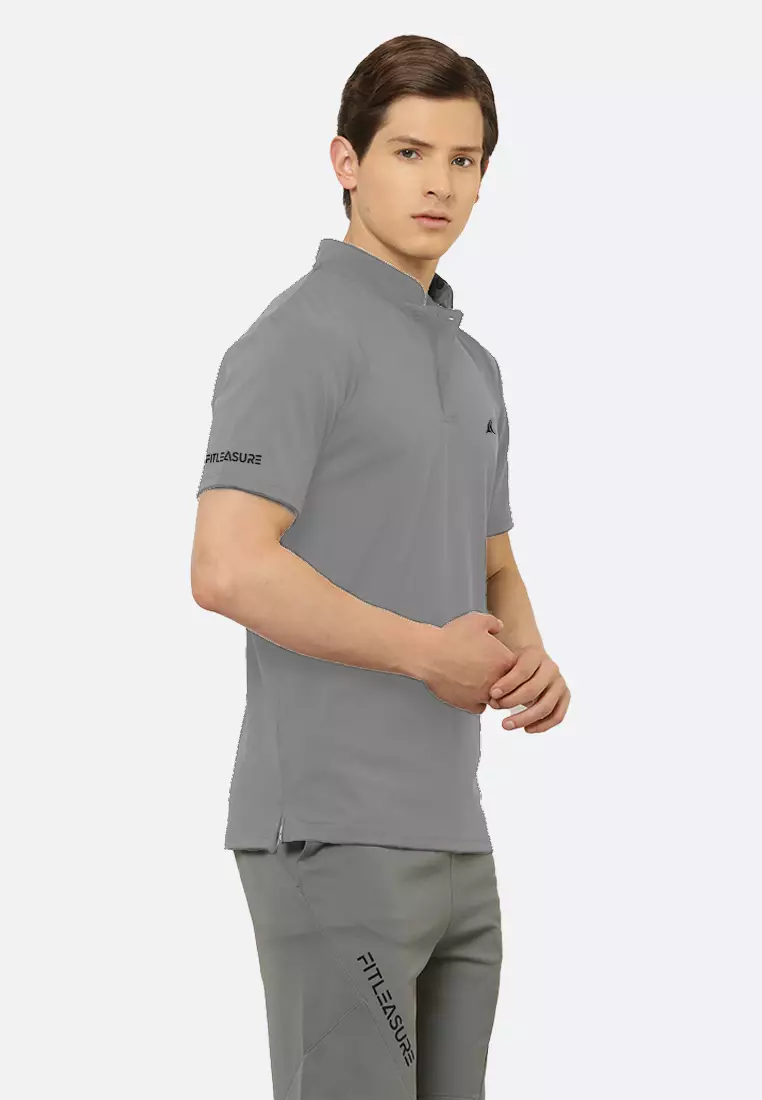 Grey Luxe Men's Athleisure Chinese Collar Designer Tee