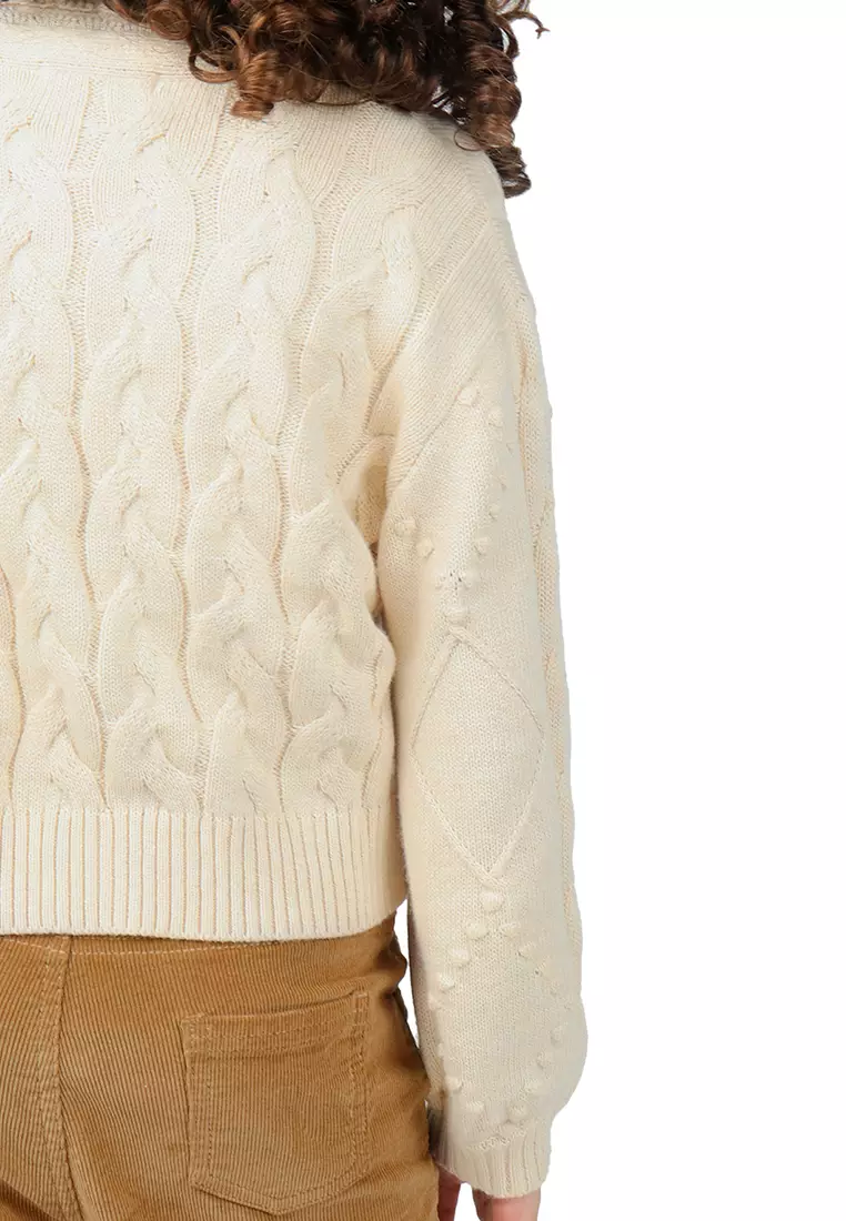 Girls Melange Chunky Cable Knit Cardi
