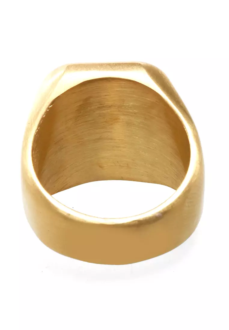 Daisy Aksesoris Pria Wanita Cincin Desain Kotak Material Titanium ORIGINAL - Gold Doff