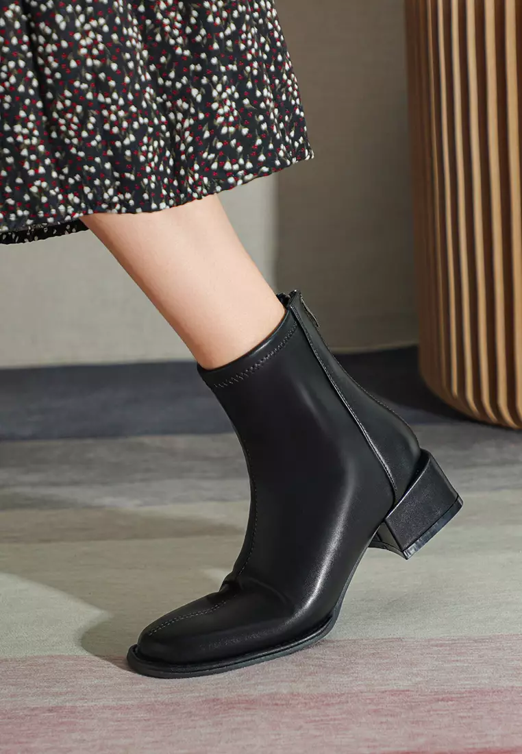 4CM 圓頭仿皮踝靴 839-2