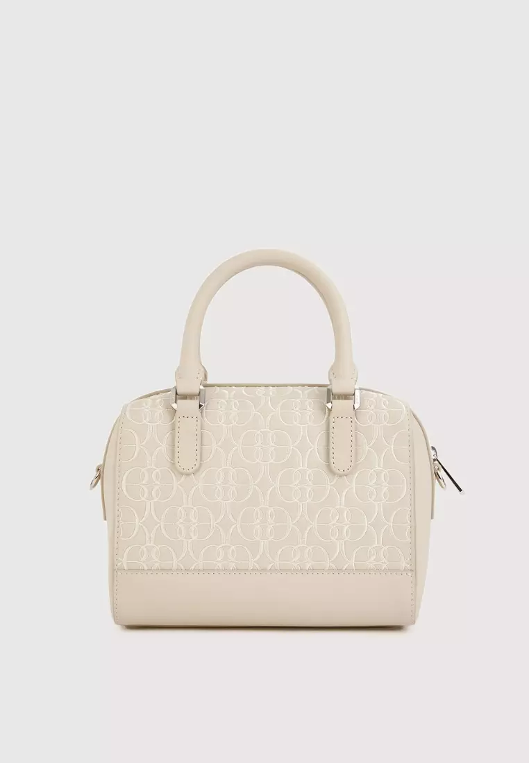 Alessia Monogram Small Satchel Bag Chalk