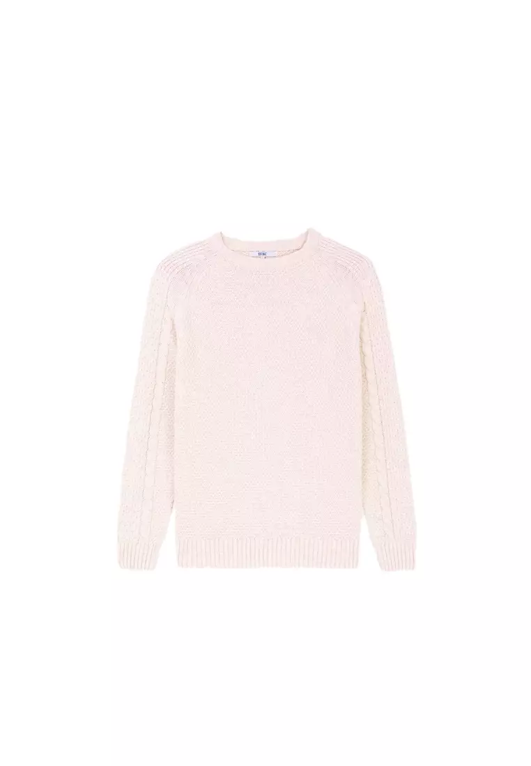 Off-white Cable-Knit Crew Neck Sweater