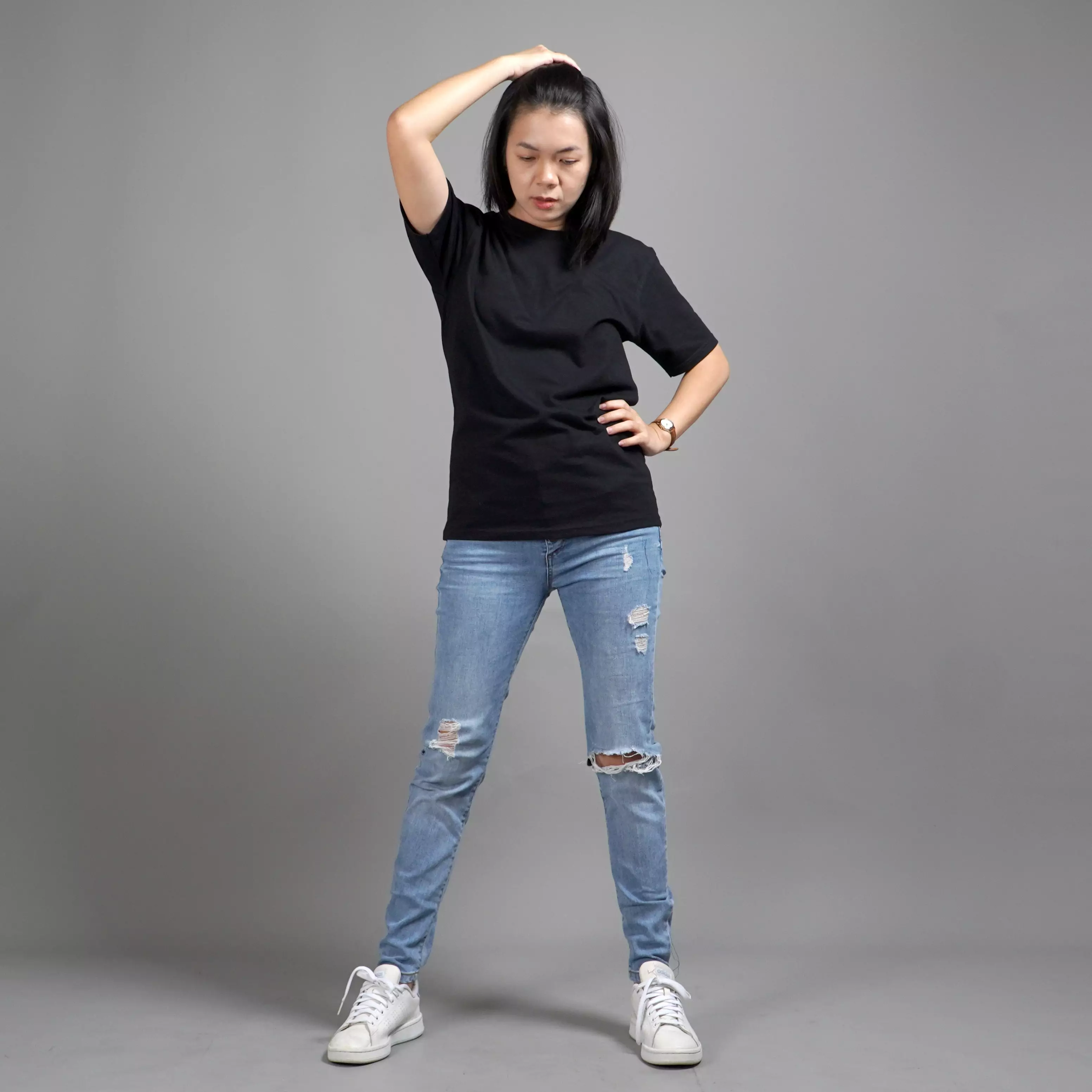 UNILO Size S-BIG Kaos Polos Wanita Basic TShirt Cotton - Hitam