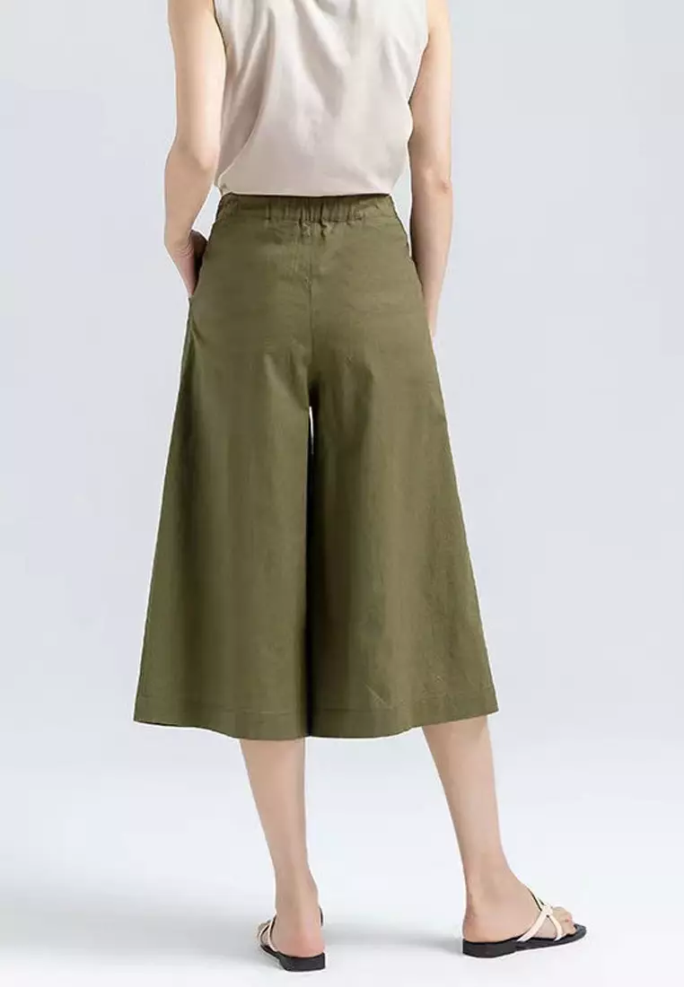 Crimped Cotton-flax Wide-legged Pants RZ-C138