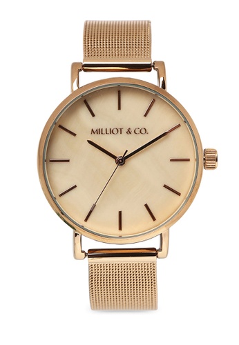 Milliot & Co. gold Carly Mesh Bracelet Watch 88D66AC349C690GS_1